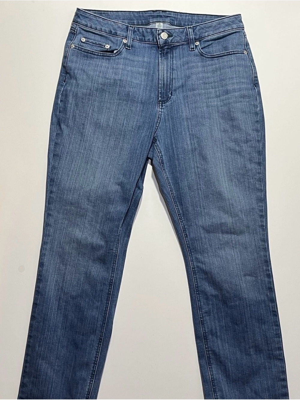 Women’s LL Bean Straight Leg Favorite Fit Blue Jeans, Bean Flex, 14 Regular